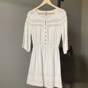 Forever 21 Cream Long Sleeve Dress
